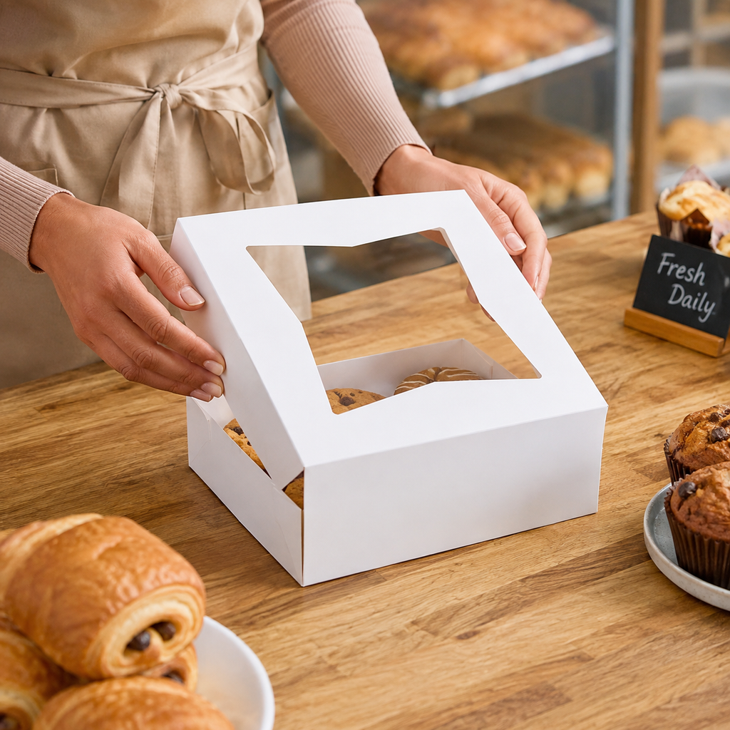 8" x 8" x 2 1/2" White Window Pie / Bakery Box / Cake Box - 200/Case