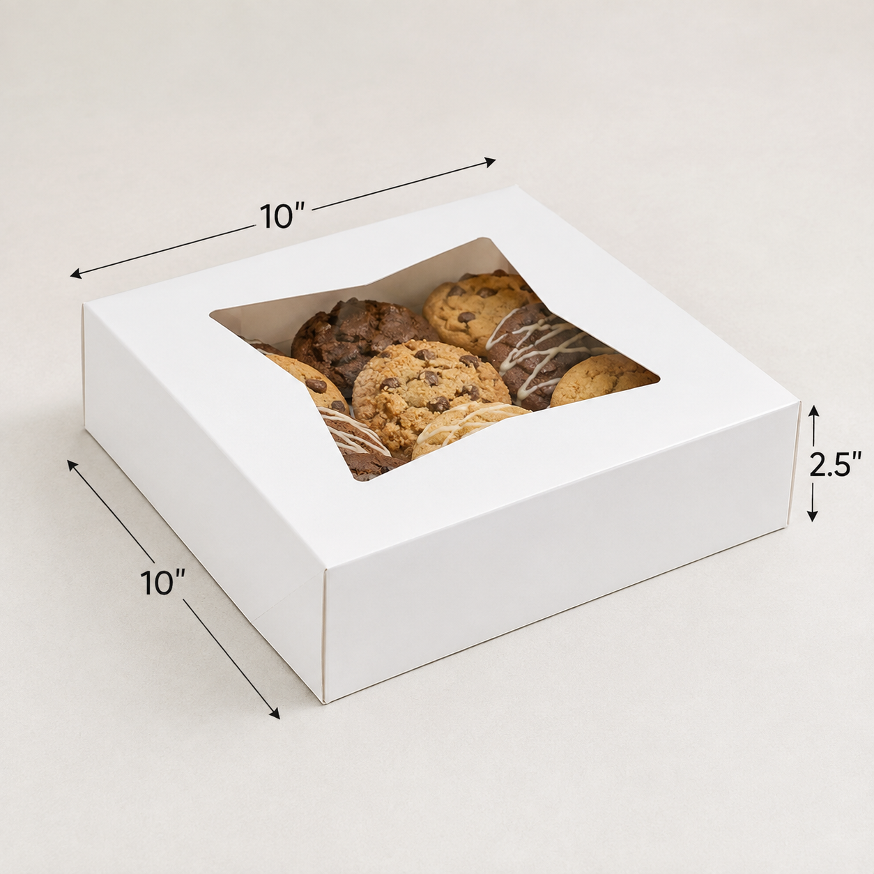 10" x 10" x 2 1/2" White Window Pie / Bakery Box / Cake Box - 200/Case
