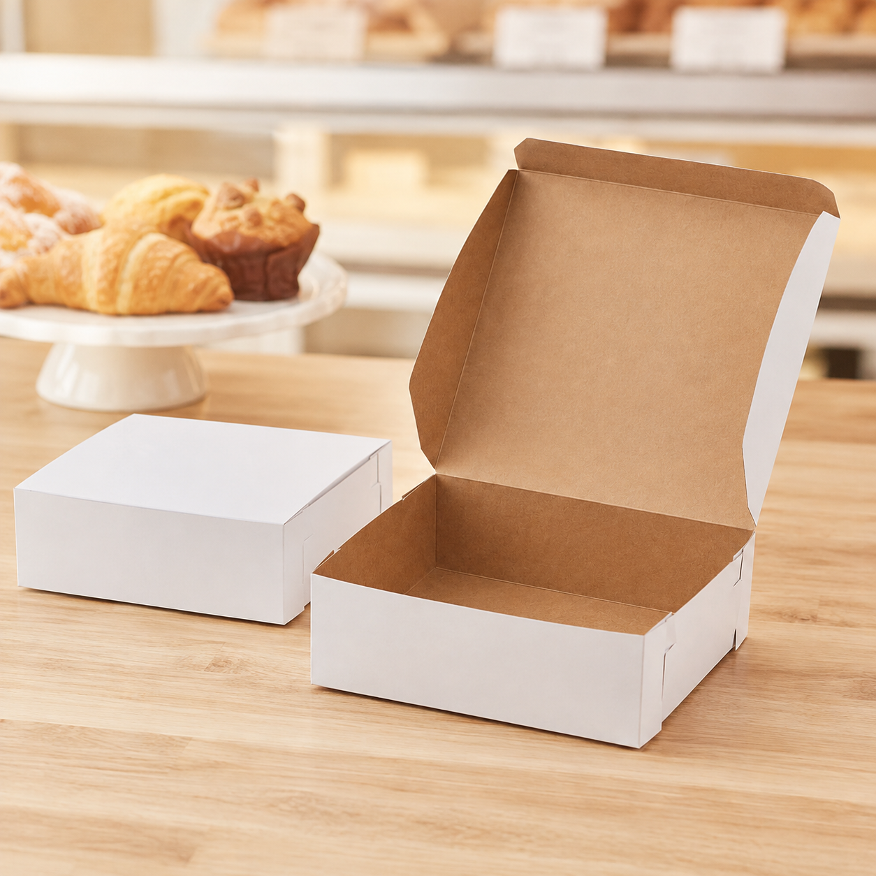 8" x 8" x 3" White Pie and Bakery Box - 250/Case product photo 2 for Long Island and NYC foodservice supplies