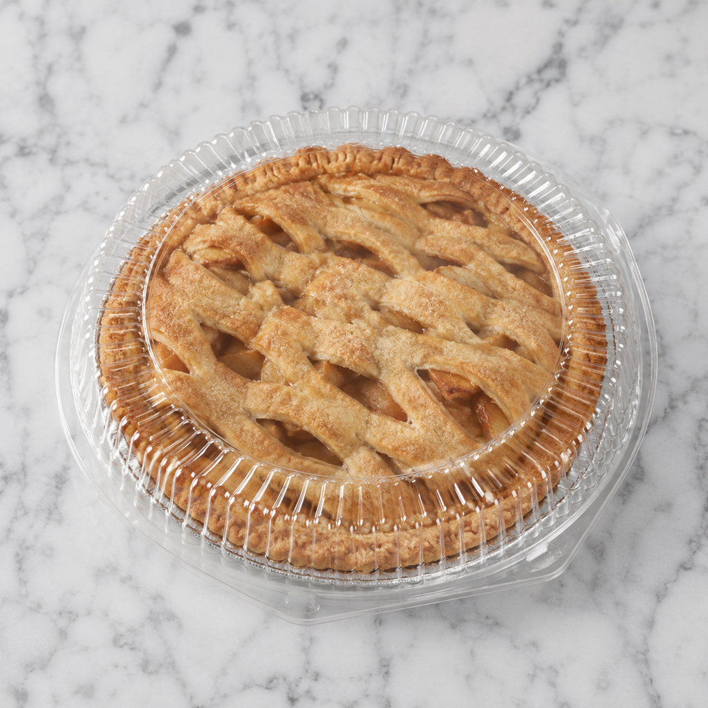 10" Clear Hinged Pie Clamshell Container Shallow - 100/Case