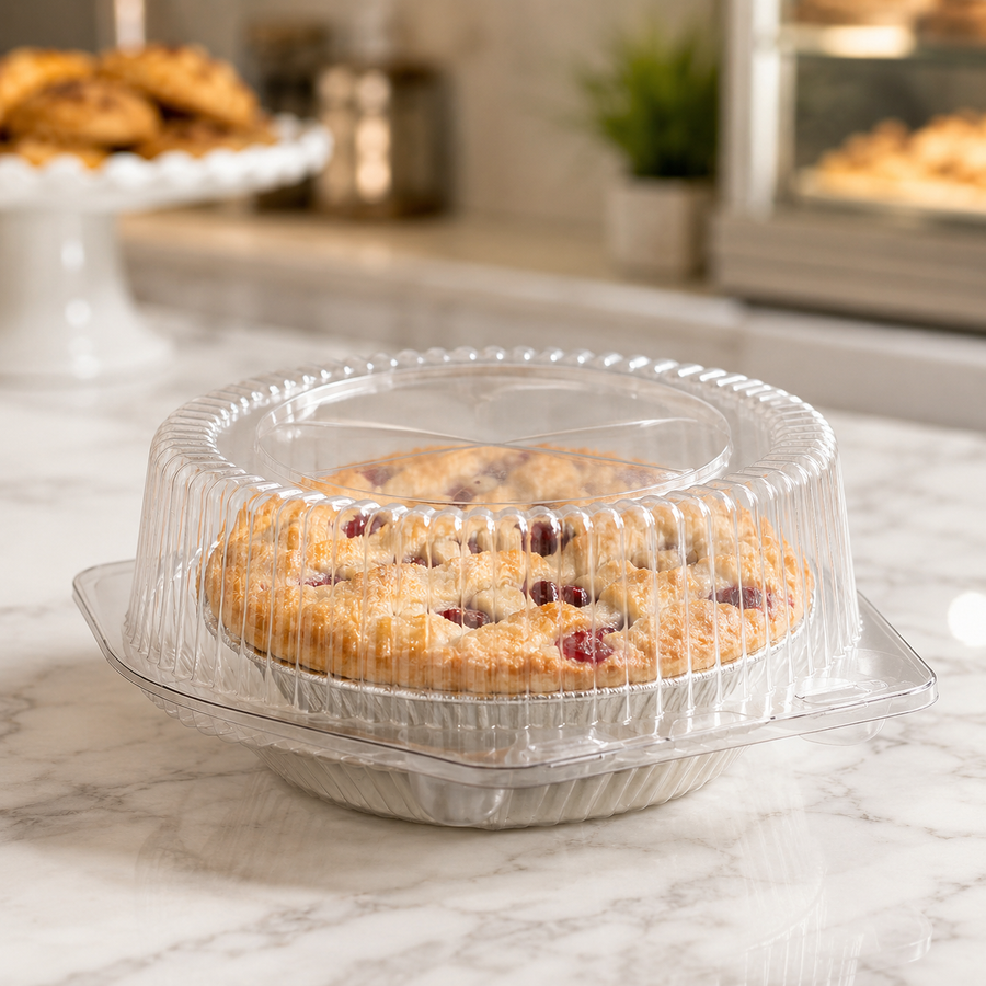 6" Clear Hinged Clamshell Pie Container Deep - 350/Case