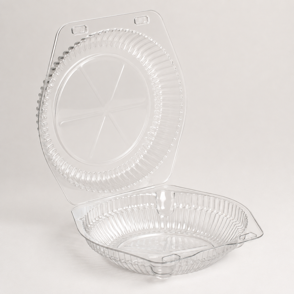 6" Clear Hinged Clamshell Pie Container with Low Dome Lid (Shallow) - 350/Case