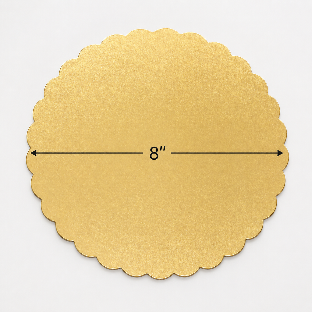 8" Gold Laminated Corrugated Cake Circle - 100/Case