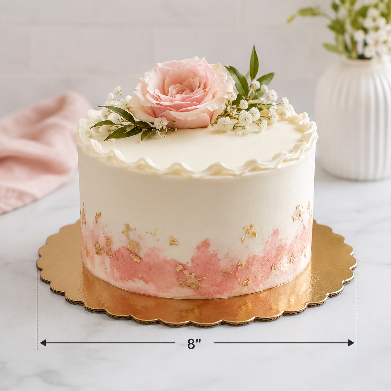 8" Gold Laminated Corrugated Cake Circle - 100/Case