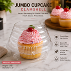 Jumbo Single Cupcake Clamshell Container Swirl Dome | Clear PET - 400/Case