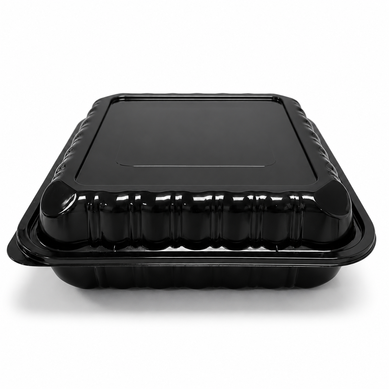 9x9 Hinged Container (1 Compartment) Shine Black - 150/Case product image for NYC and Long Island restaurant supplies