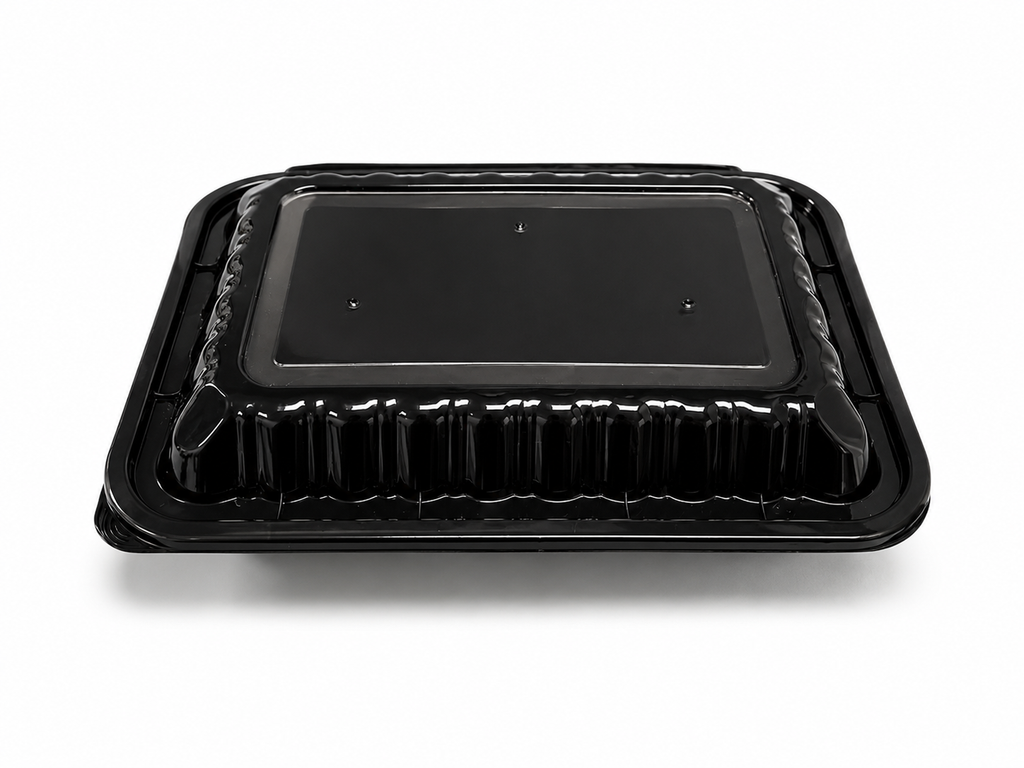 9x6 Hinged Container Shine Black - 150/Case image 1 for NYC and Long Island restaurant supplies