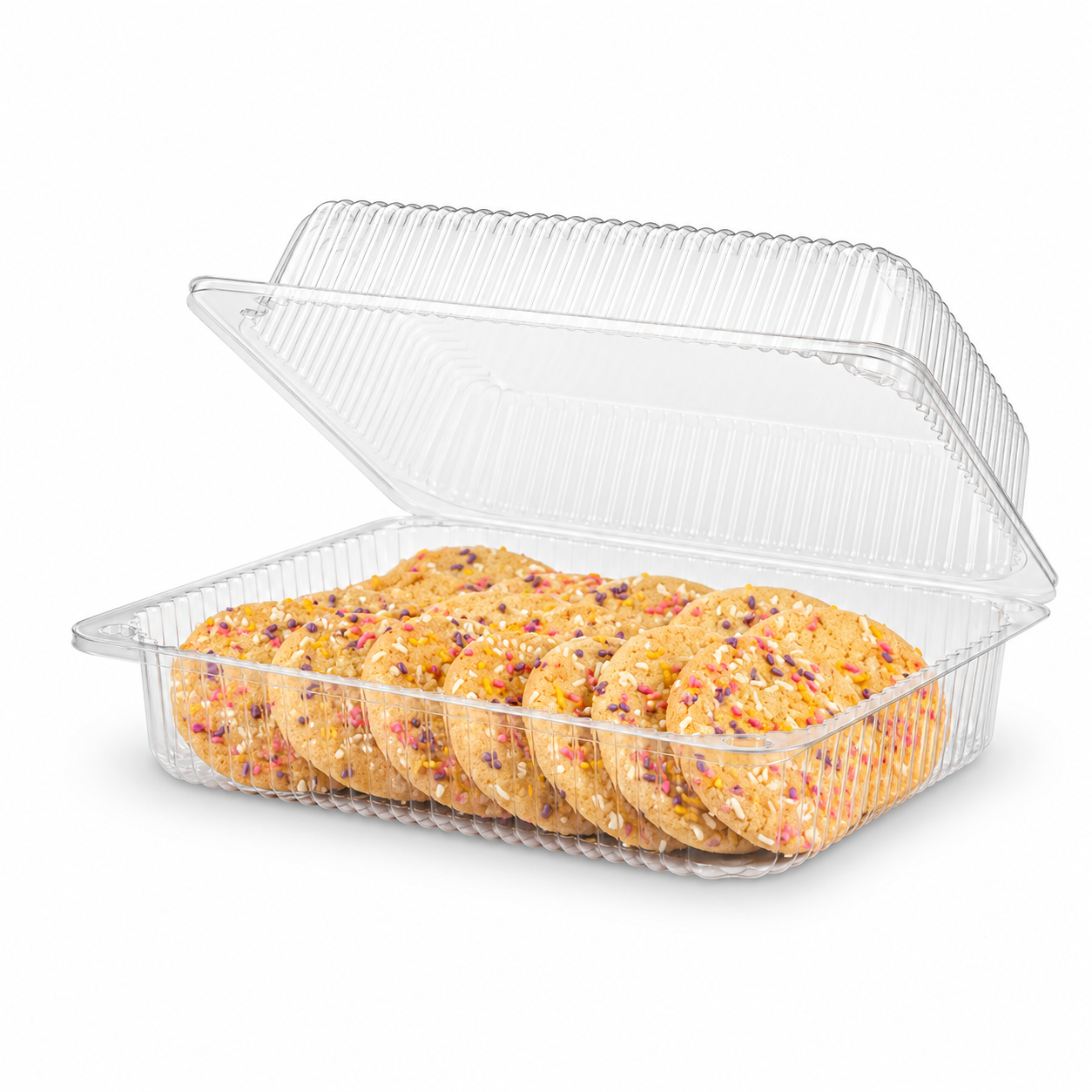 Locking Hinged Container Clear 9.5" X 6.75" x 3" - 350/Case image 1 for NYC and Long Island restaurant supplies