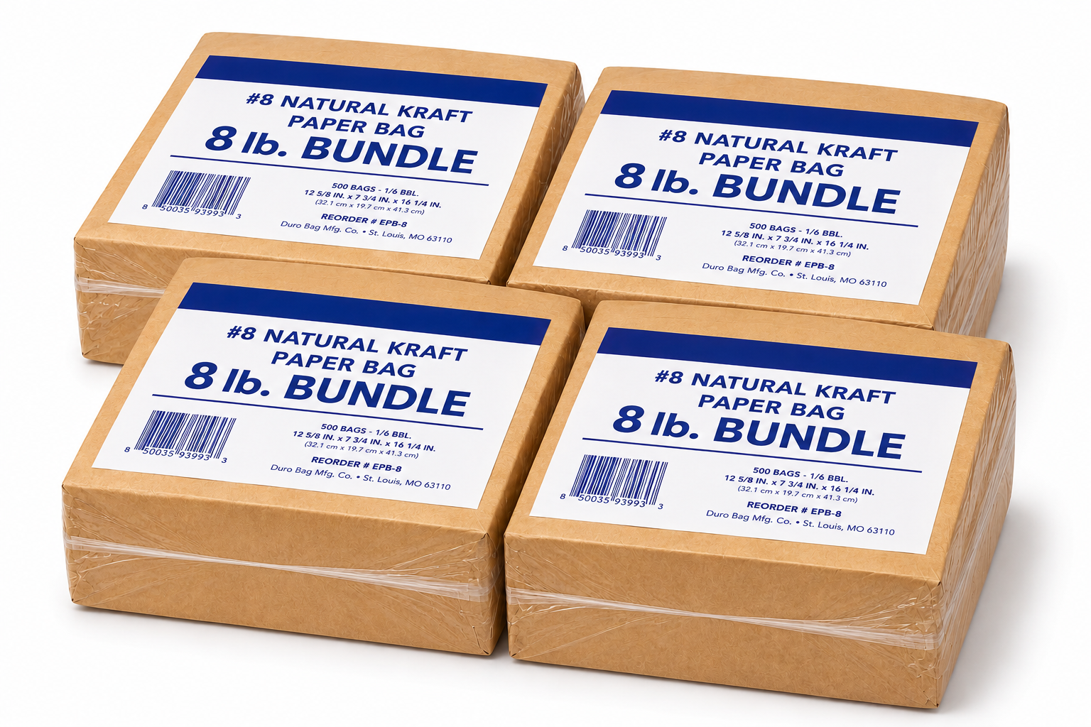 Imported 8 lb Natural Kraft Paper Bag - 4x500/Bundle product image for NYC and Long Island restaurant supplies