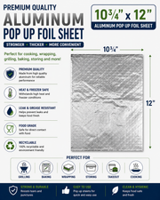 10 3/4 x 12 Aluminum Pop Up Foil Sheet (Sandwich Wrap) - 2400/Sheets