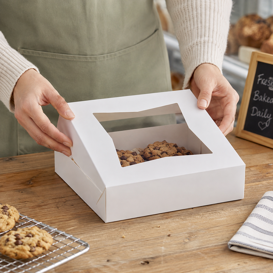9" x 9" x 2 1/2"  White Window Pie / Bakery Box / Cake Box - 200/Case