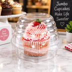 Jumbo Single Cupcake Clamshell Container Swirl Dome | Clear PET - 400/Case