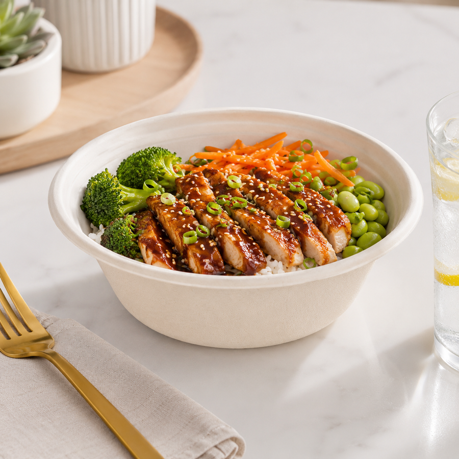 32 oz. Compostable Fiber Bowl - 400/Case