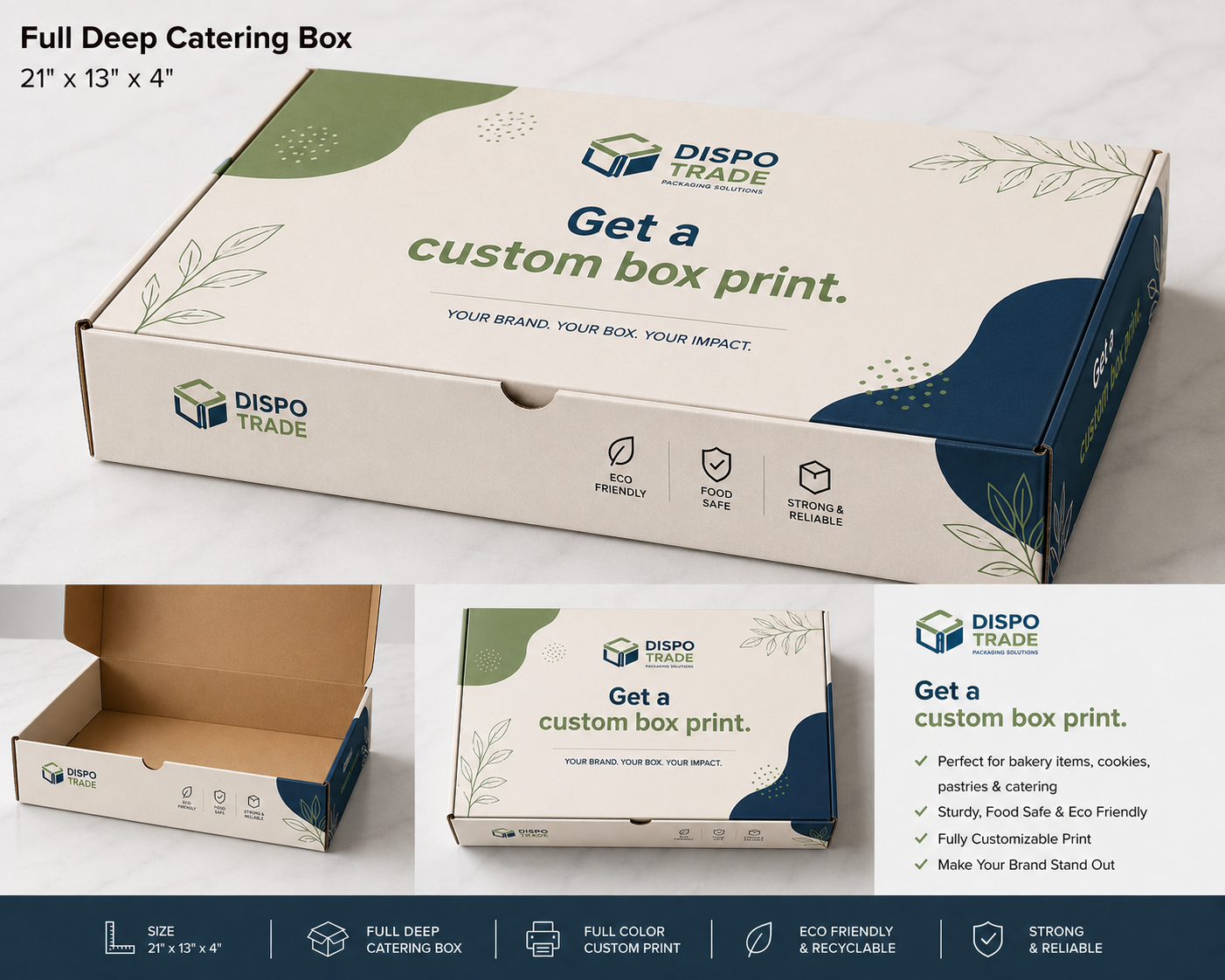 21" x 13" x 4" Heavy Deep Full Pan Corrugated Catering Box - 50/Case