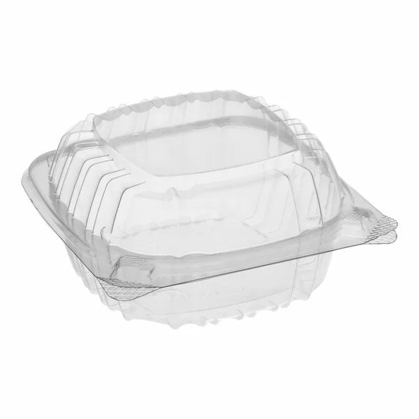 Clear Hinged Lid Plastic Container 6" x 6" x 3" - 500/Case