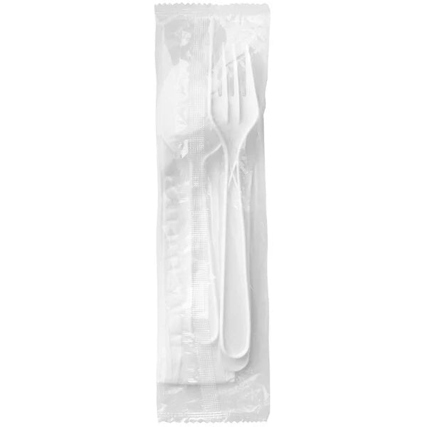 Cutlery 4 in 1 White Meal Kit Heavy Duty Disposable - 240/Case