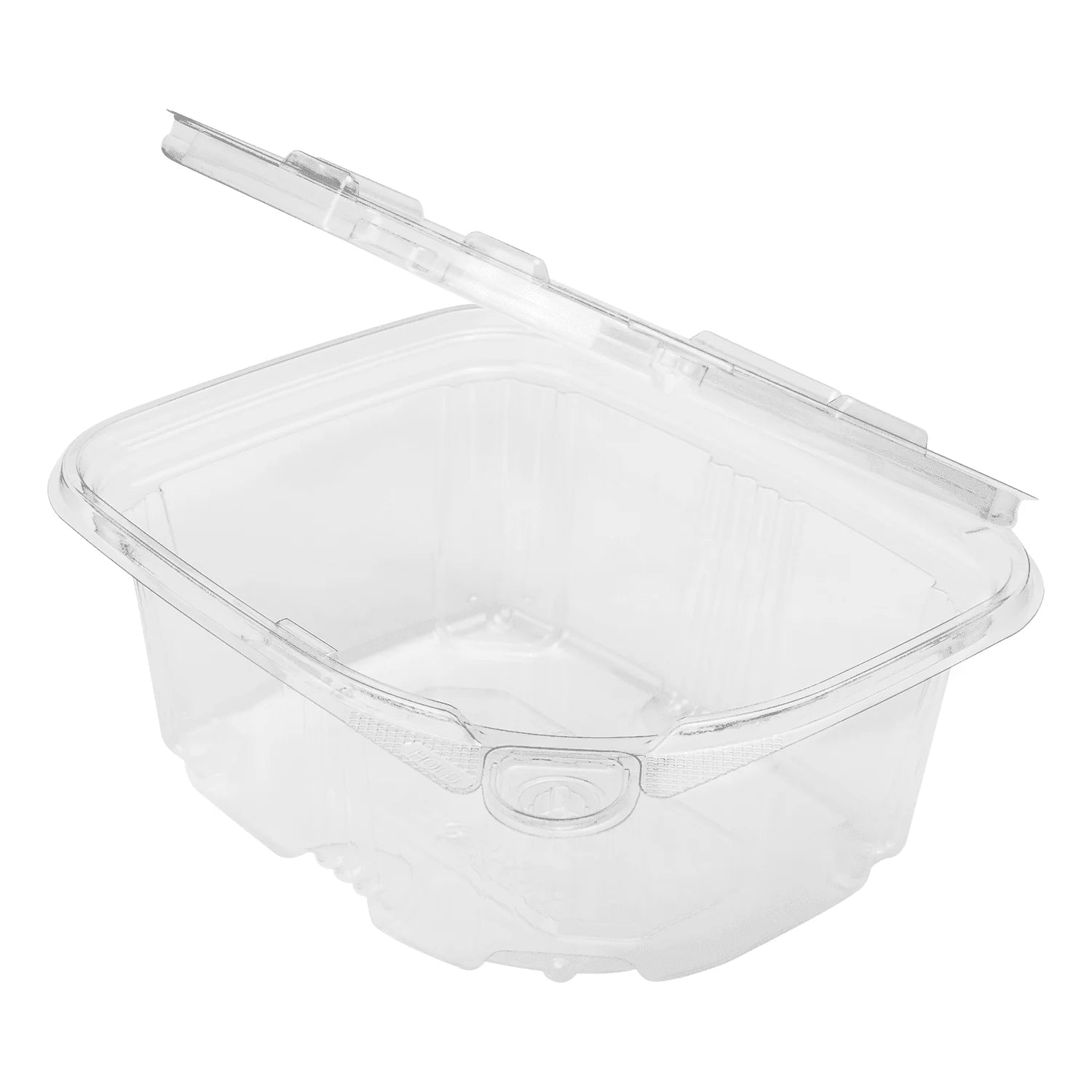 16oz PET Plastic Tamper Evident Hinged Deli Containers with Lid - 200/Case
