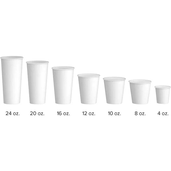 8oz White Hot Cups - 1,000/Case