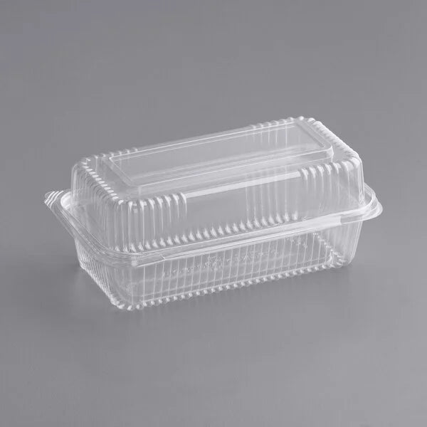 Clear Compostable PLA Hinged Clamshell Container 9" x 5" x 3" - 200/Case image 3 for NYC and Long Island restaurant supplies