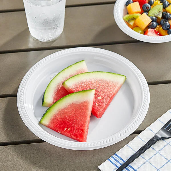 9" White Plastic Plate - 500/Case