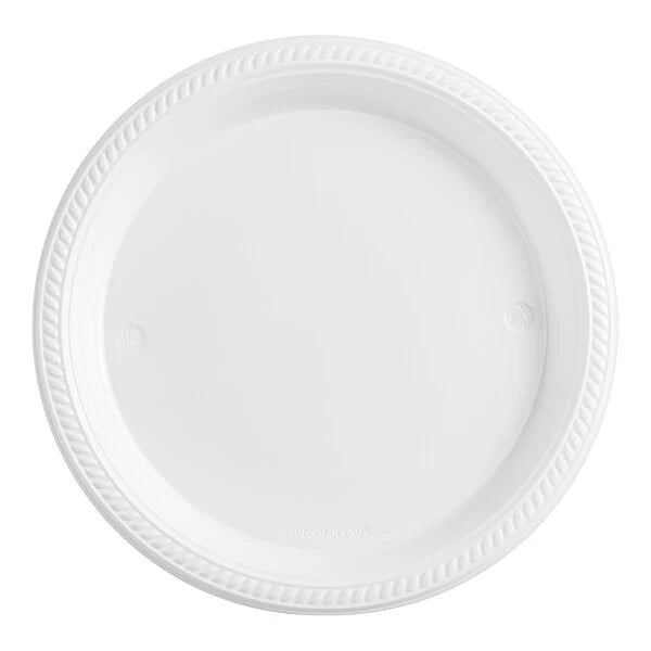 9" White Plastic Plate - 500/Case